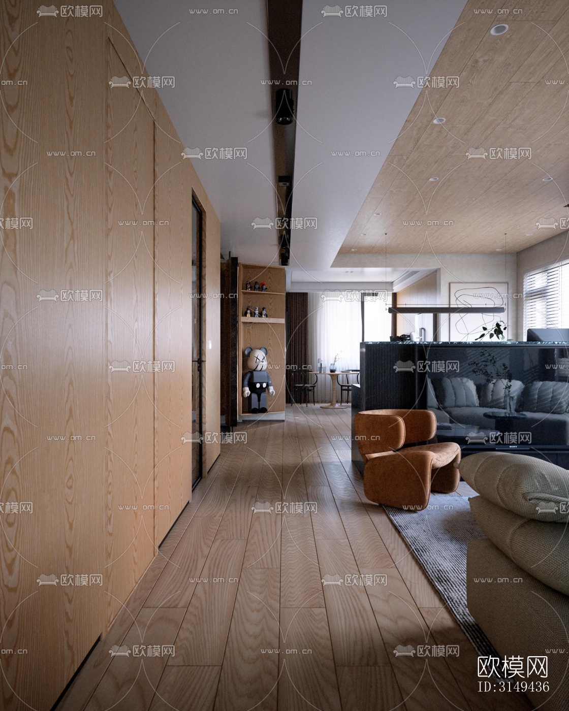 现代平层效果图下载（渲染图3）