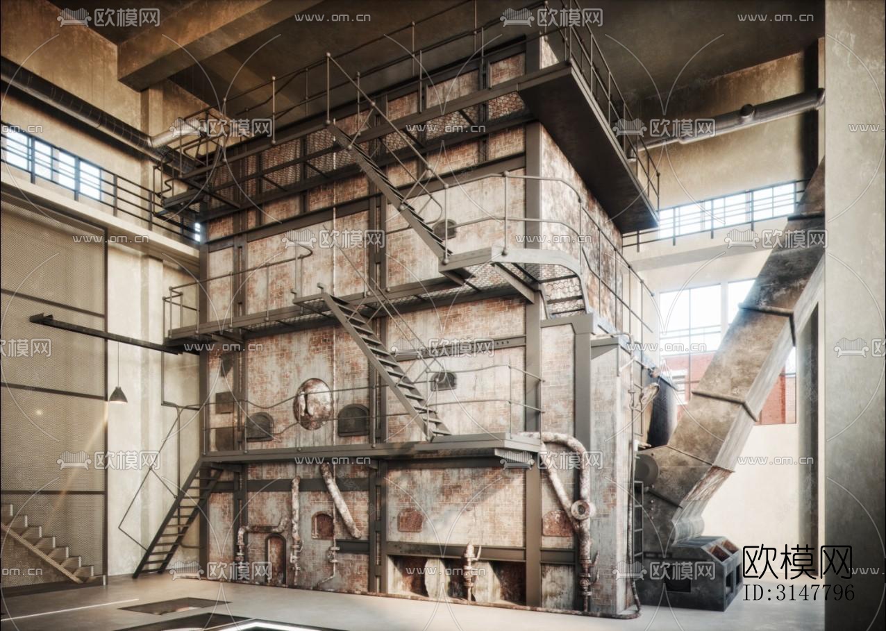 工业风售楼处效果图下载（渲染图1）