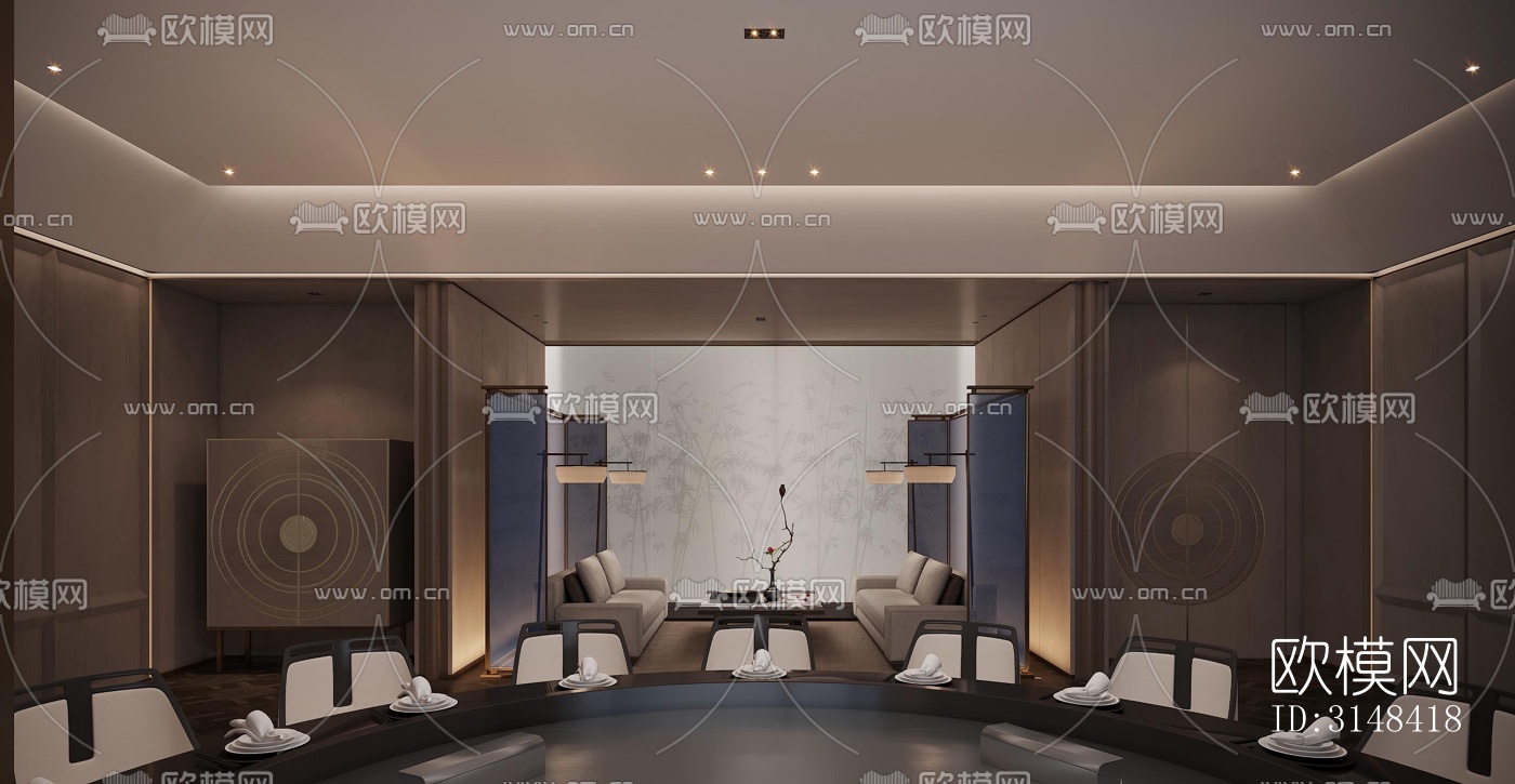 新中式养生会所效果图下载（渲染图9）