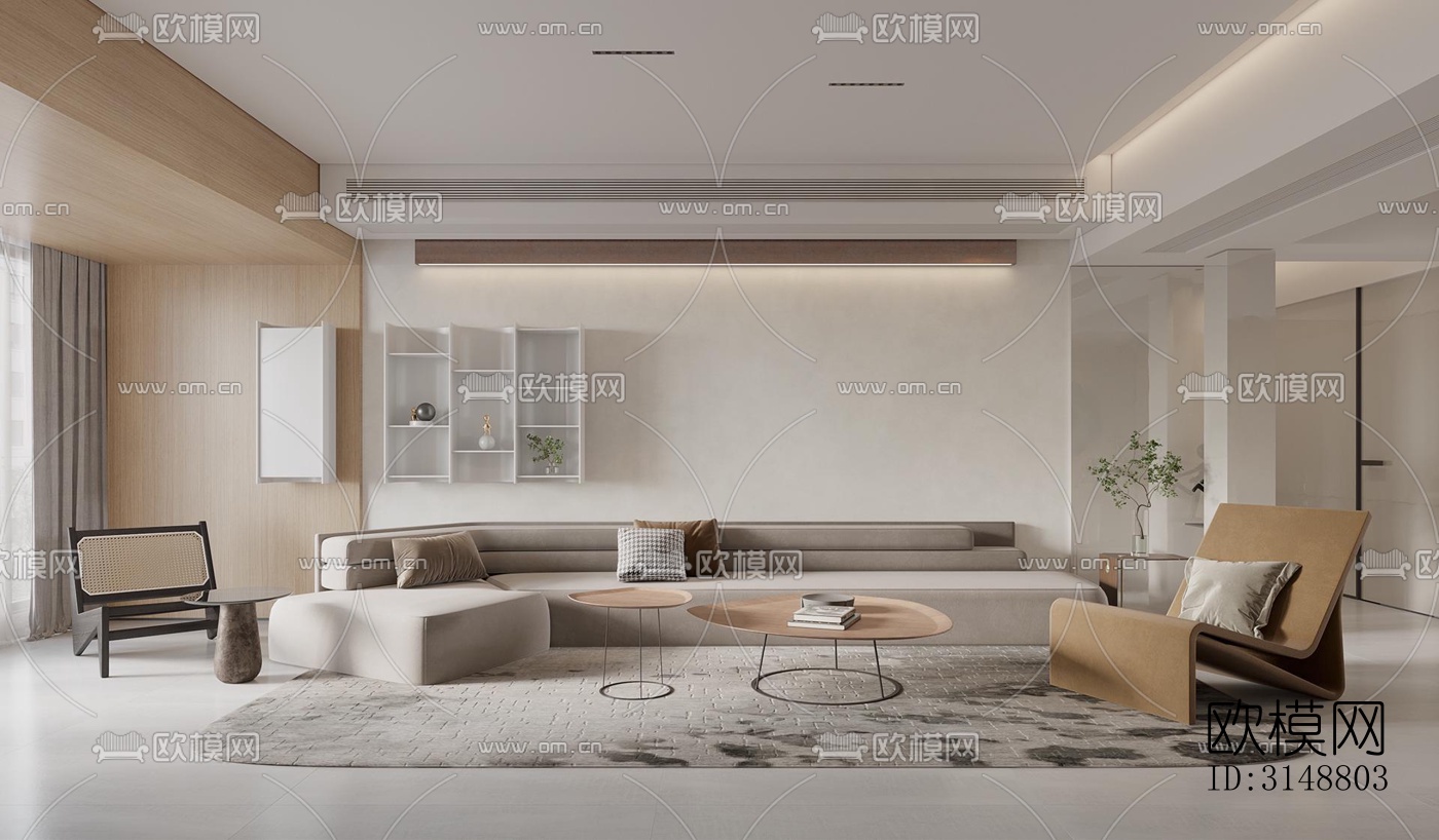 侘寂平层效果图下载（渲染图2）