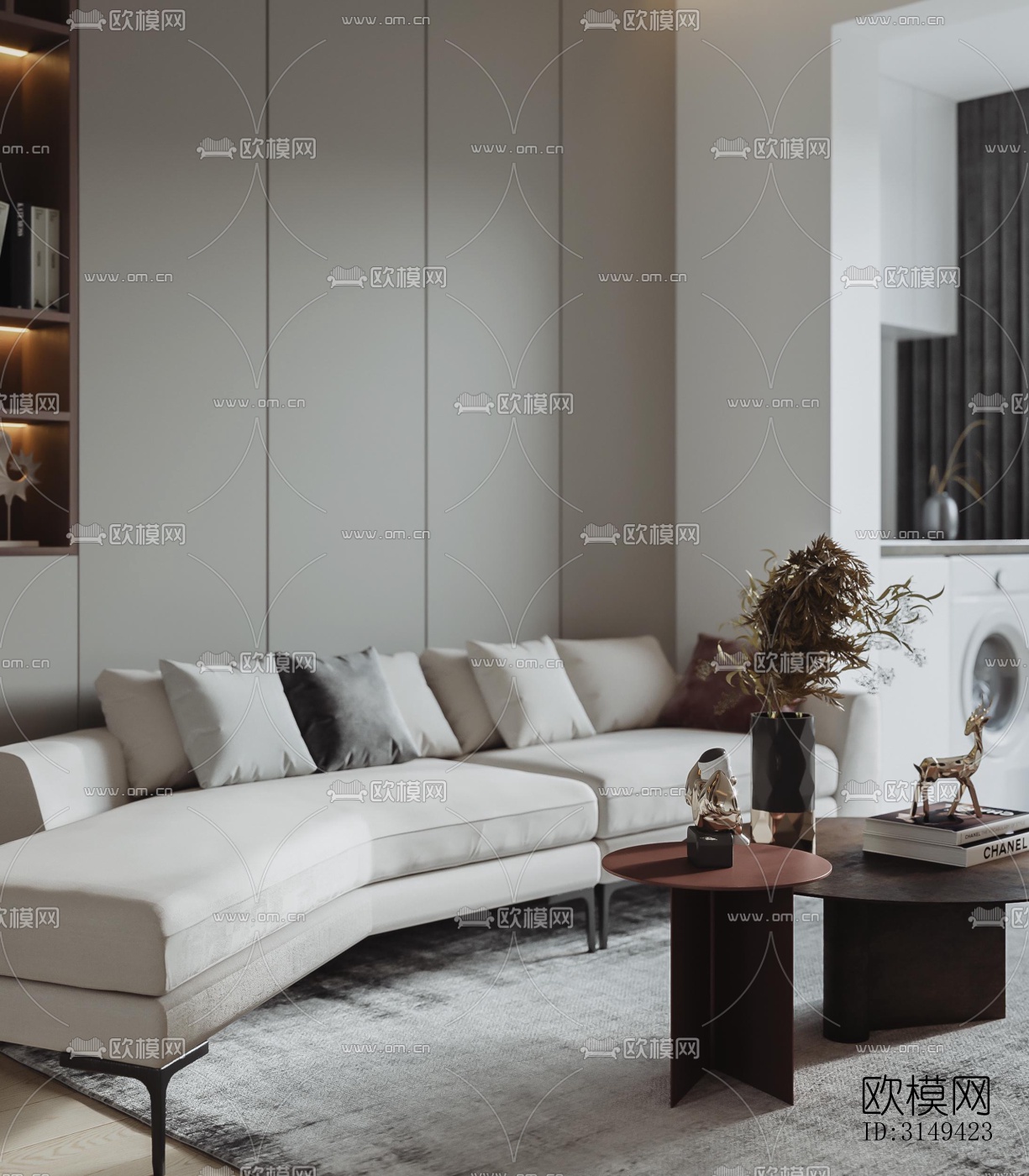 现代平层效果图下载（渲染图2）