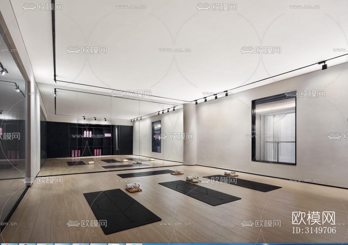高级灰健身房效果图下载（渲染图6）