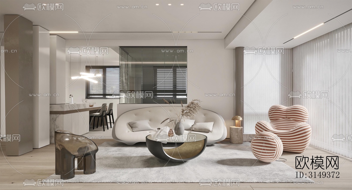 现代平层效果图下载（渲染图8）