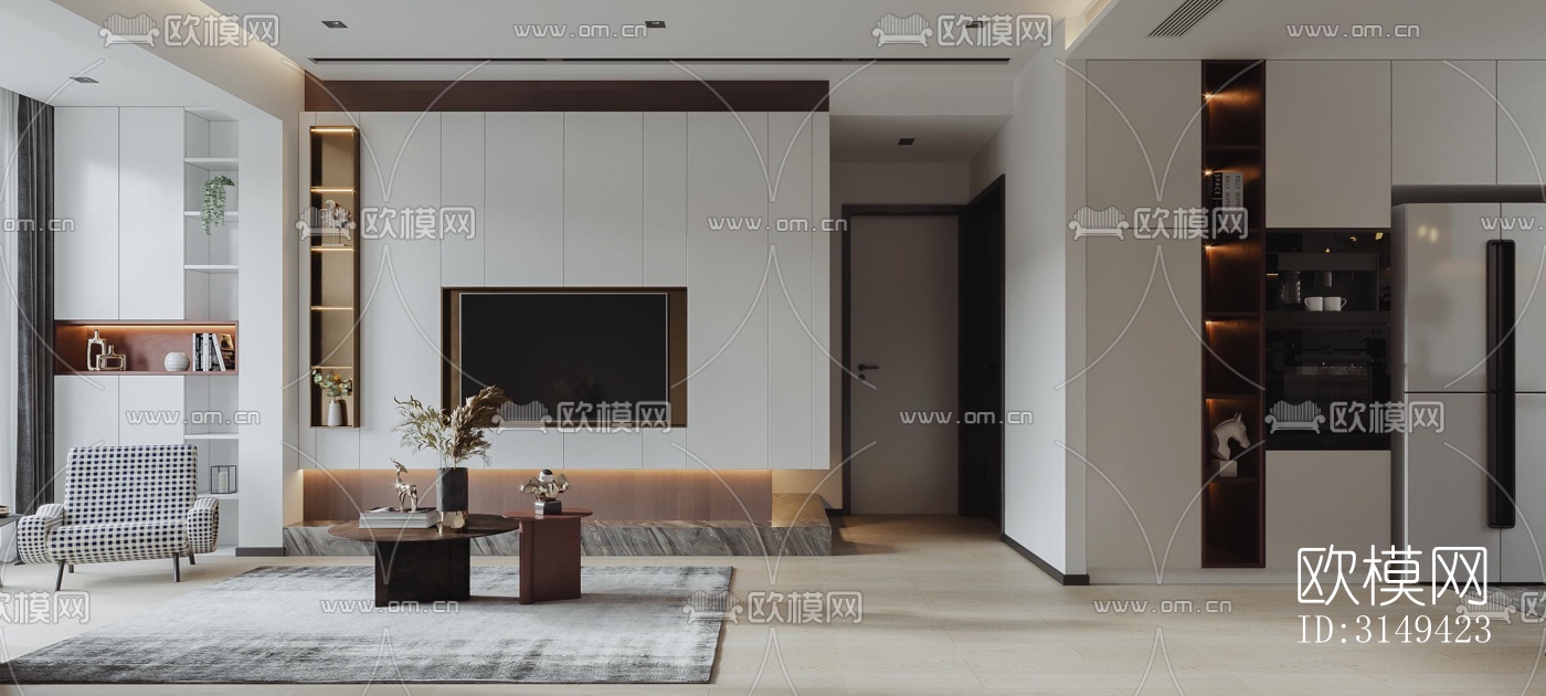 现代平层效果图下载（渲染图9）