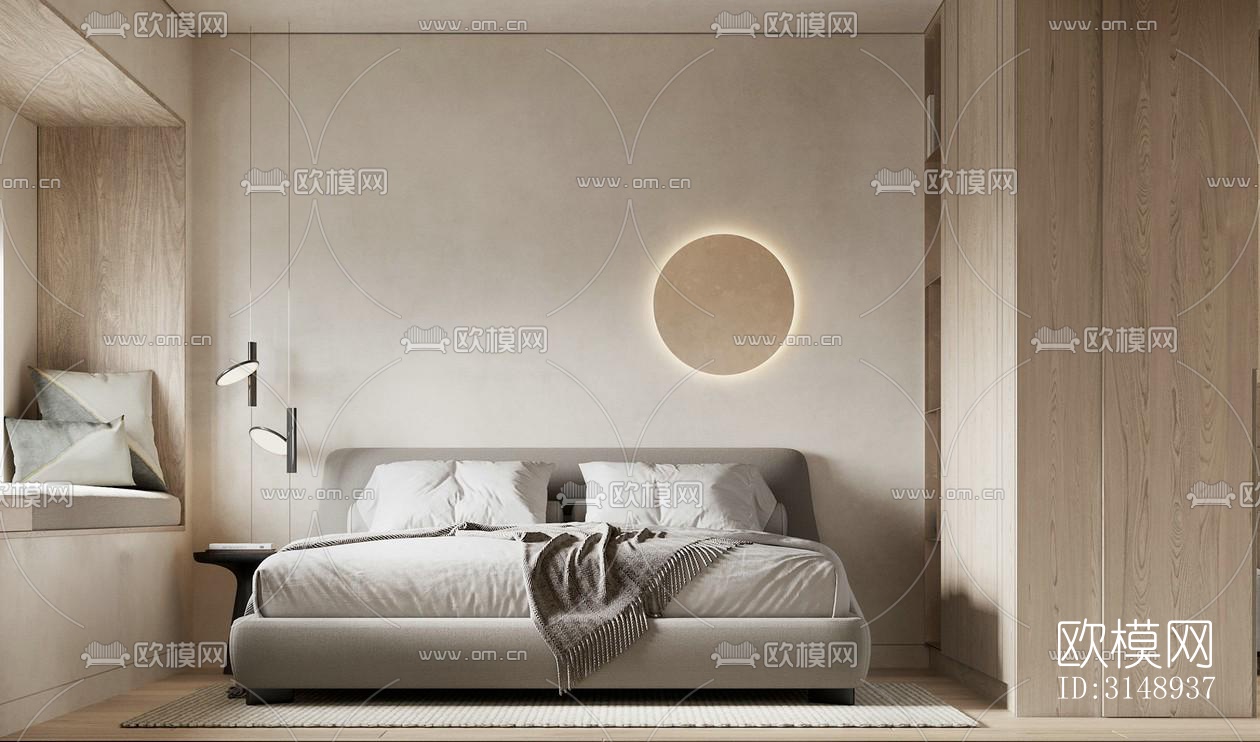 奶油风平层效果图下载（渲染图9）