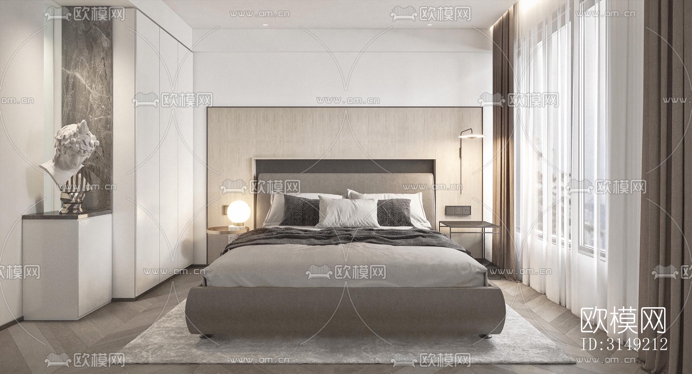 现代平层效果图下载（渲染图6）