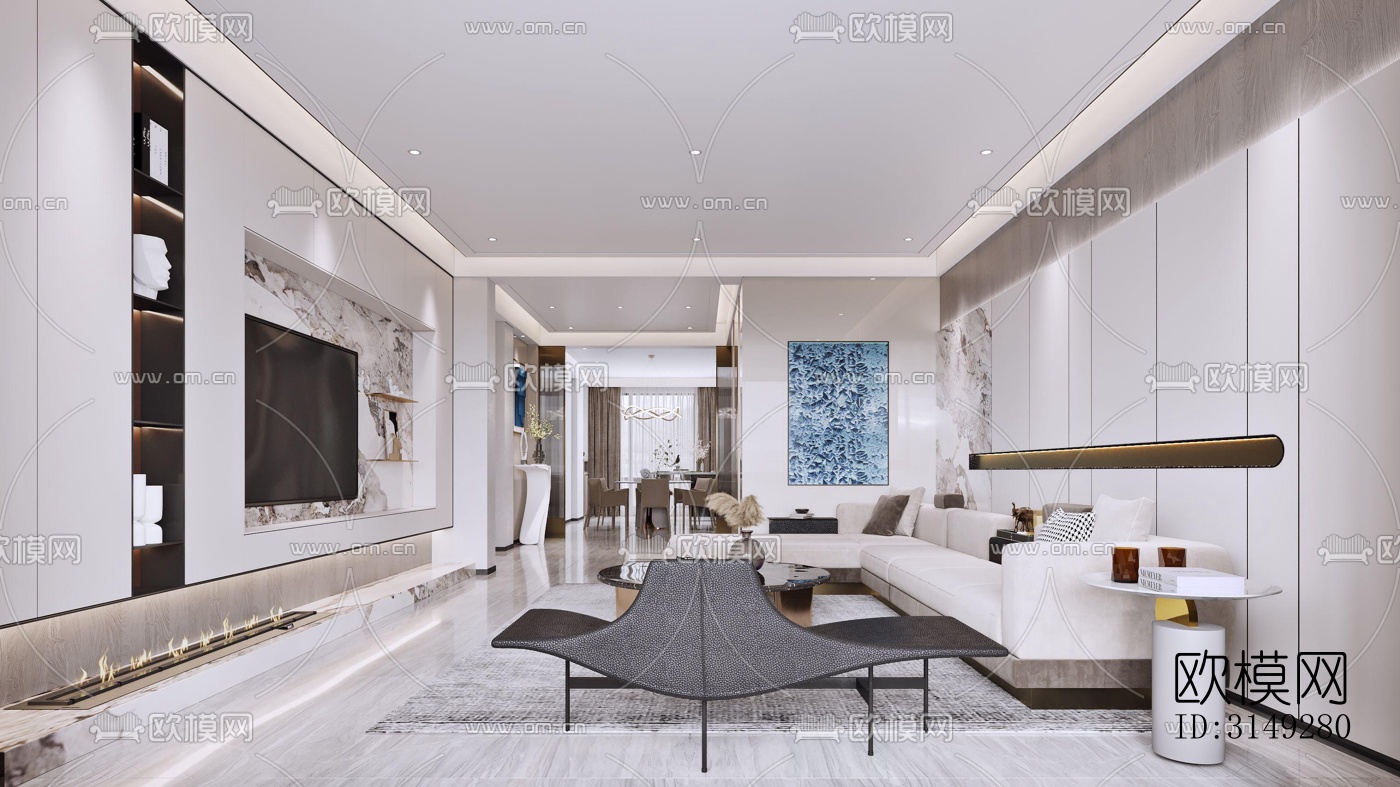 现代平层效果图下载（渲染图14）