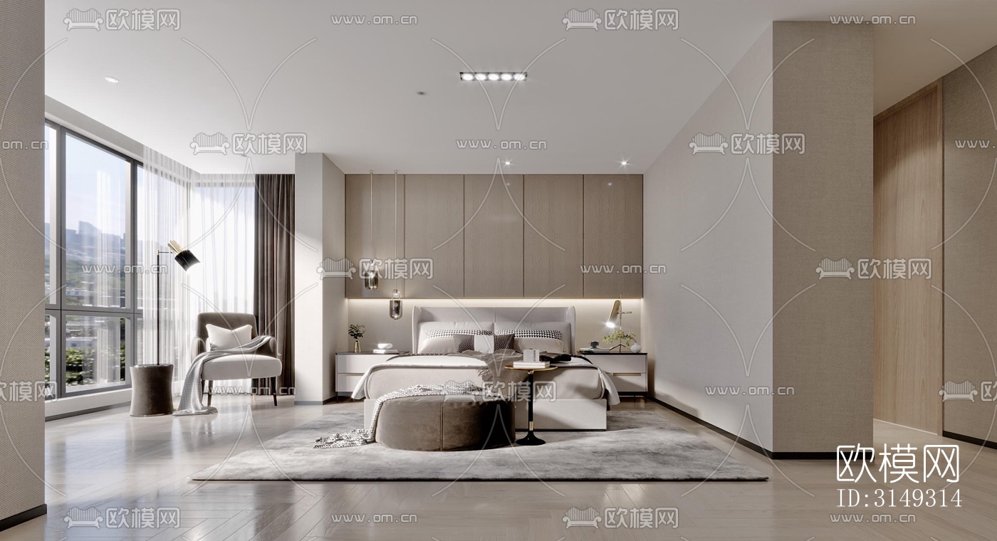 现代平层效果图下载（渲染图6）