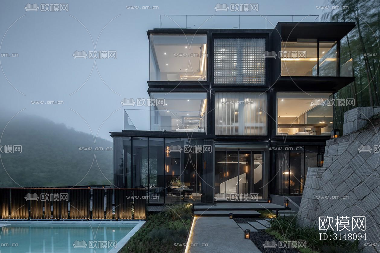 现代酒店民宿效果图下载（渲染图18）