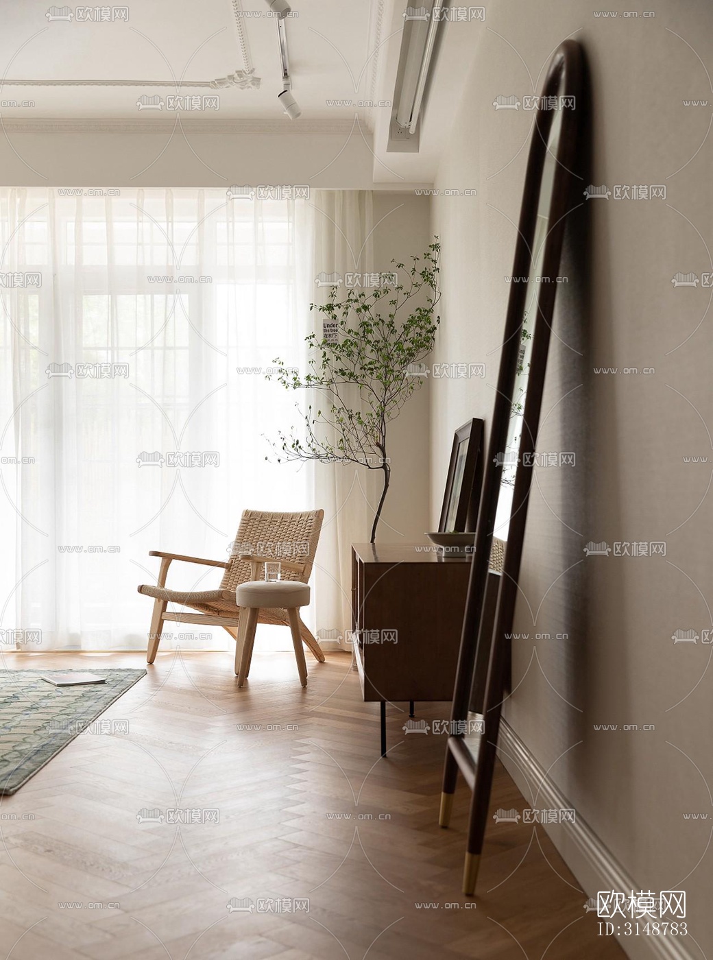 侘寂平层效果图下载（渲染图1）