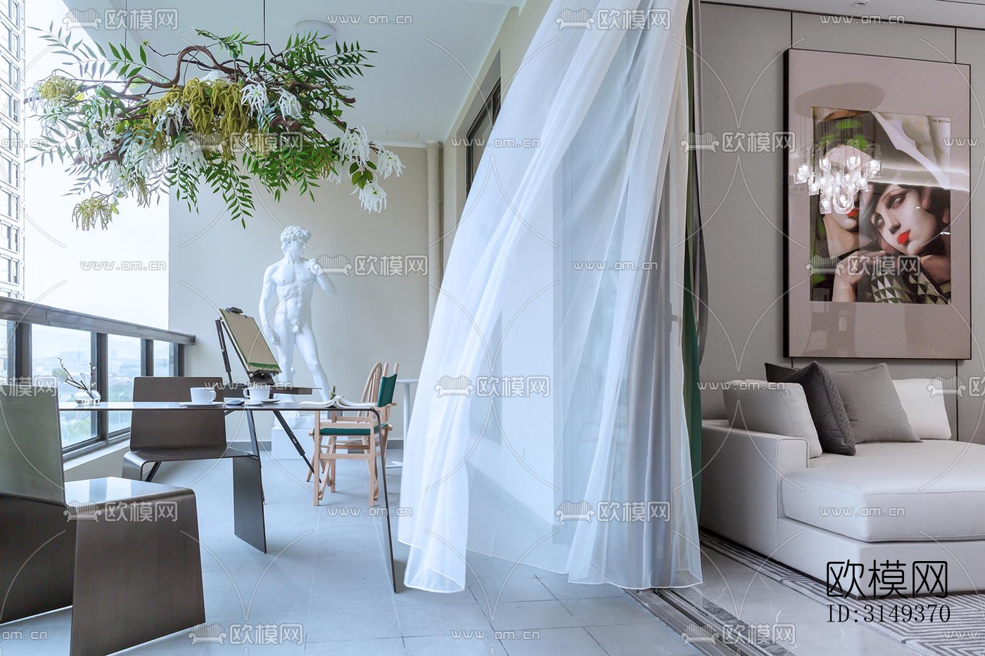 现代平层效果图下载（渲染图20）