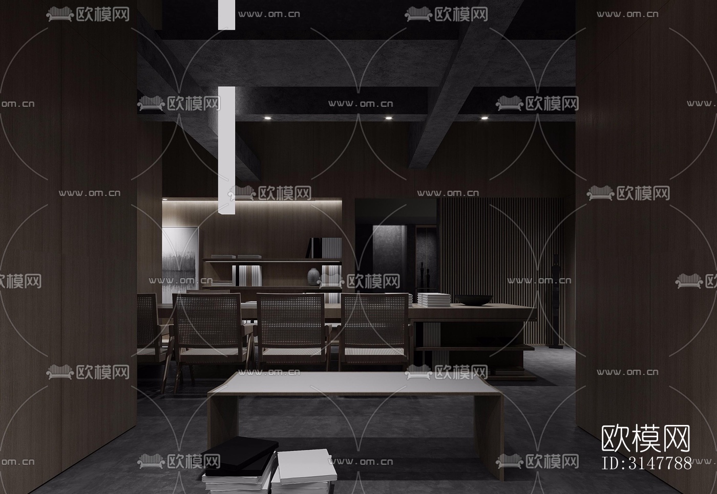 高级灰图书馆效果图下载（渲染图11）