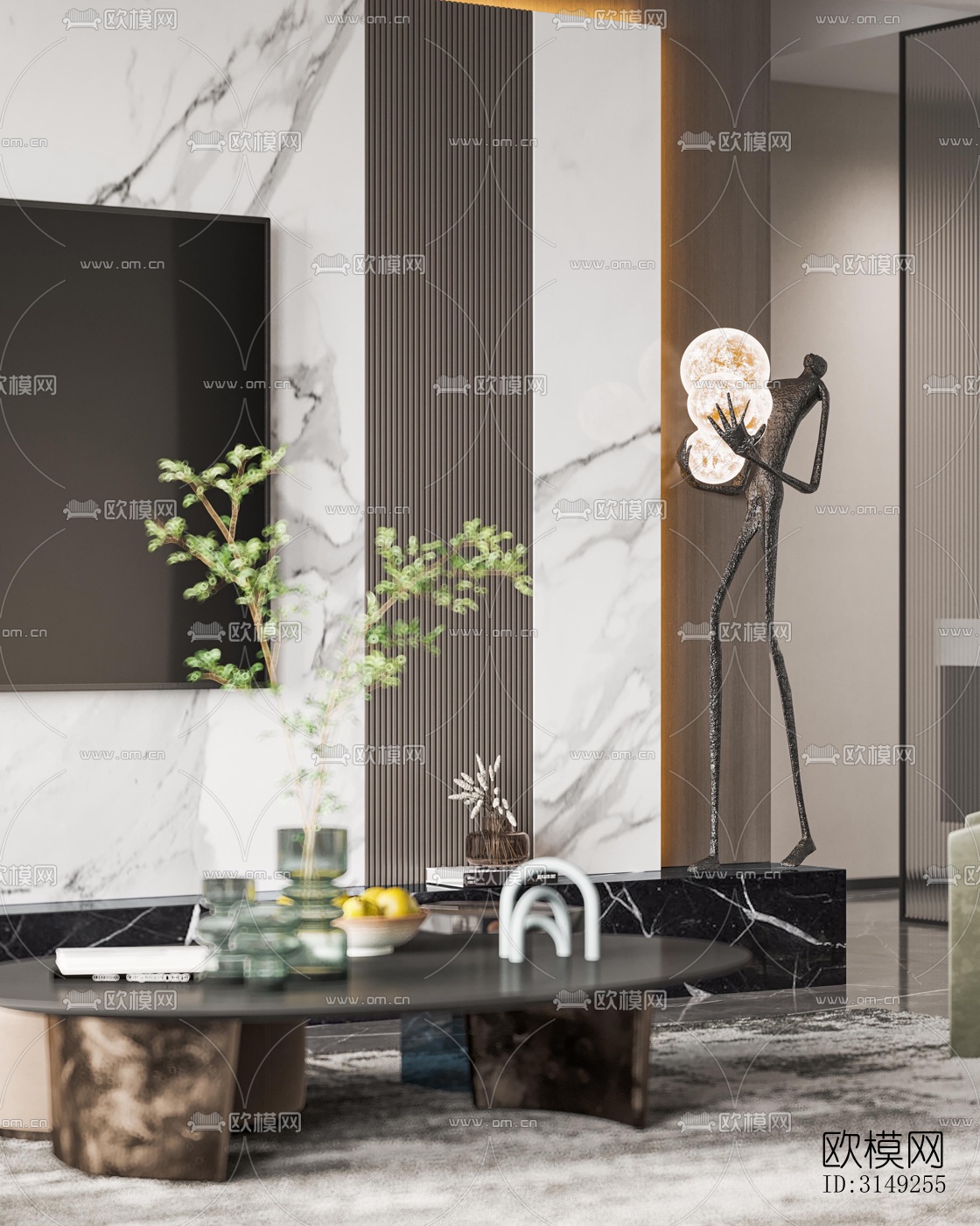 现代平层效果图下载（渲染图11）