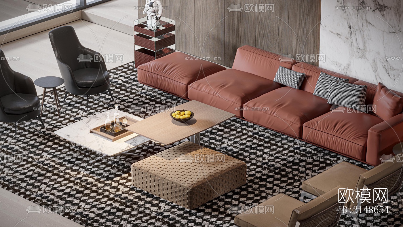 现代大平层效果图下载（渲染图15）