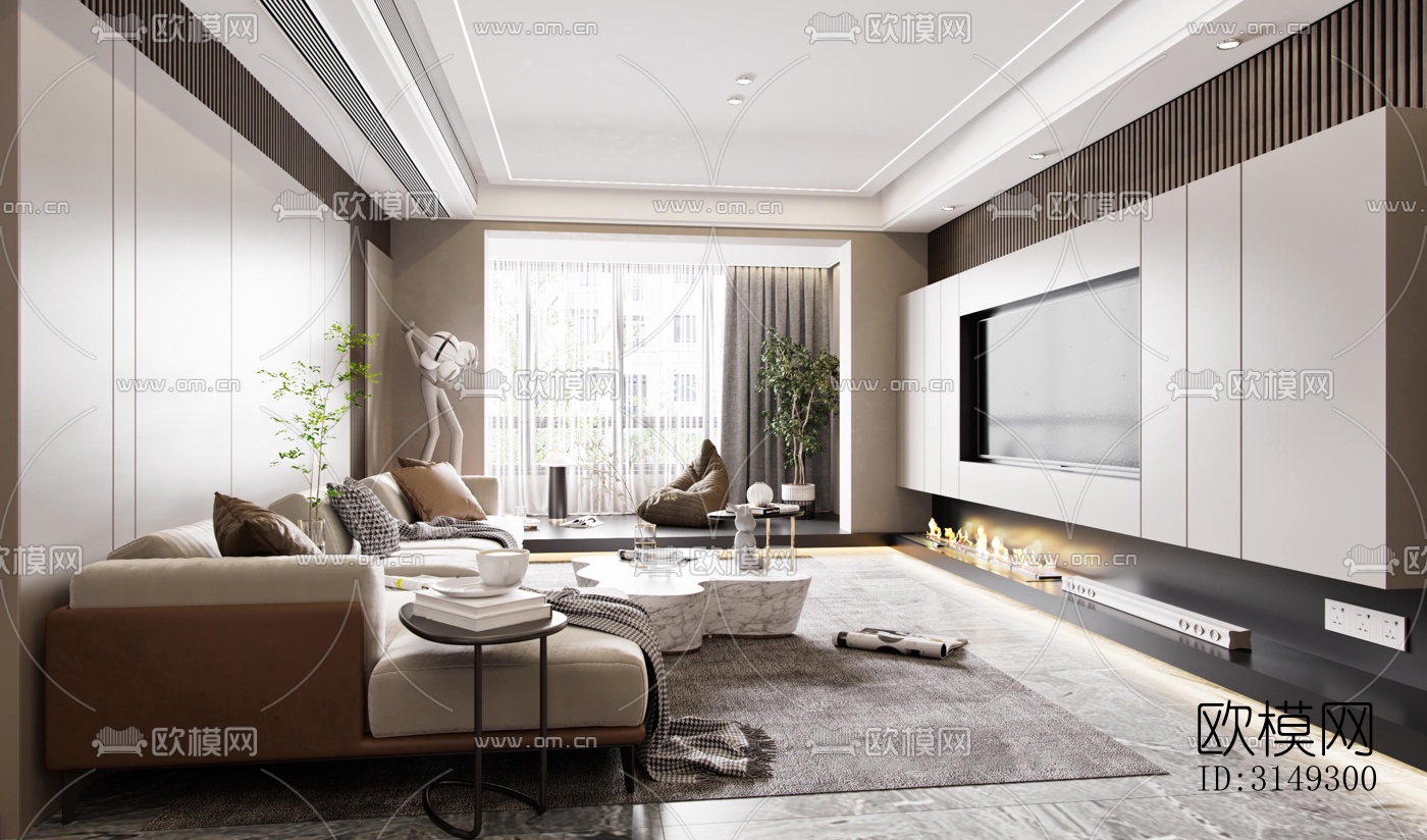 现代平层效果图下载（渲染图9）