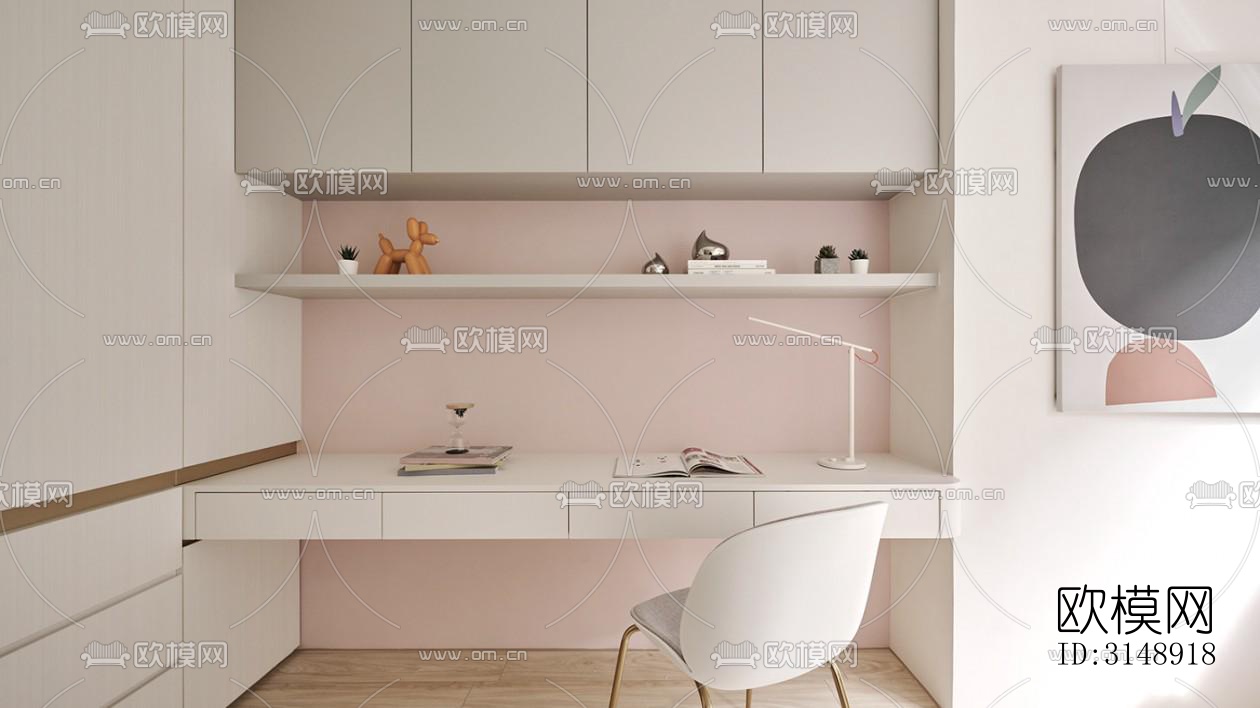 奶油风平层效果图下载（渲染图15）