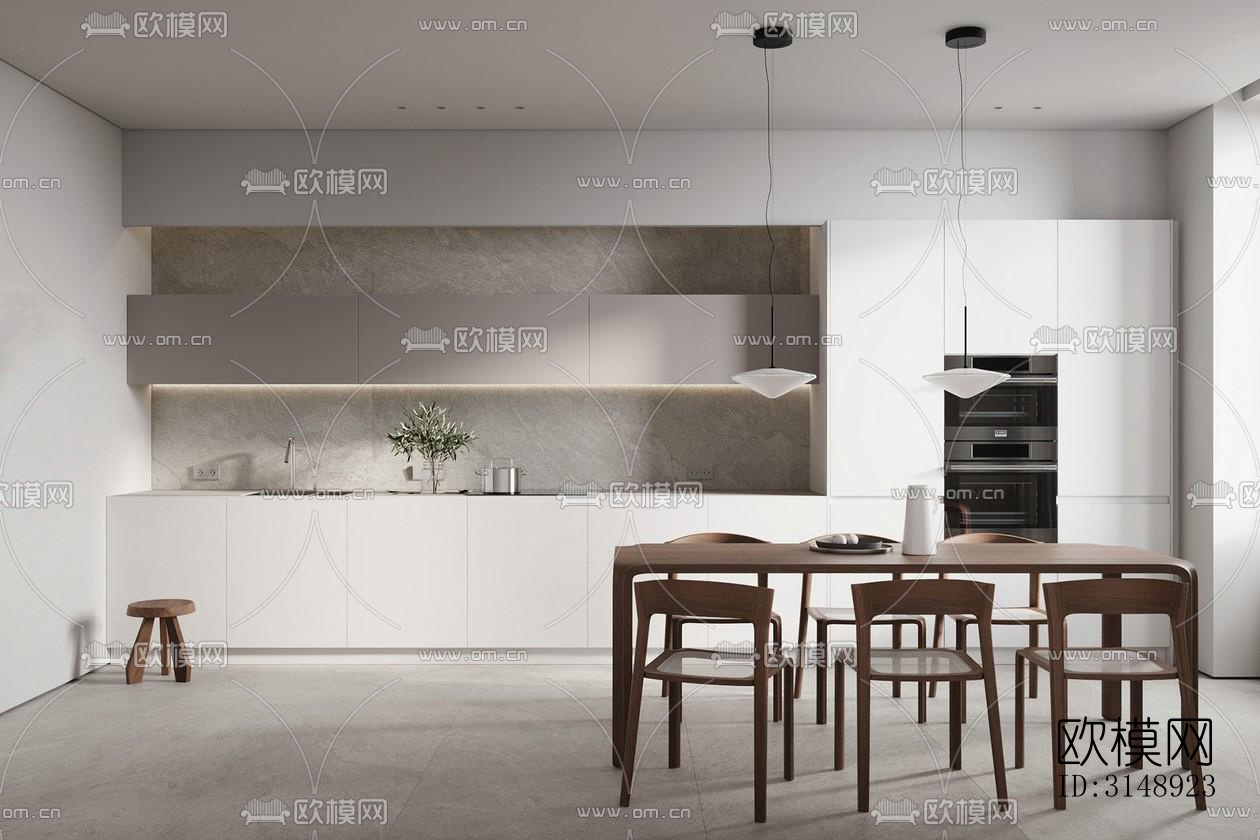 奶油风平层效果图下载（渲染图6）