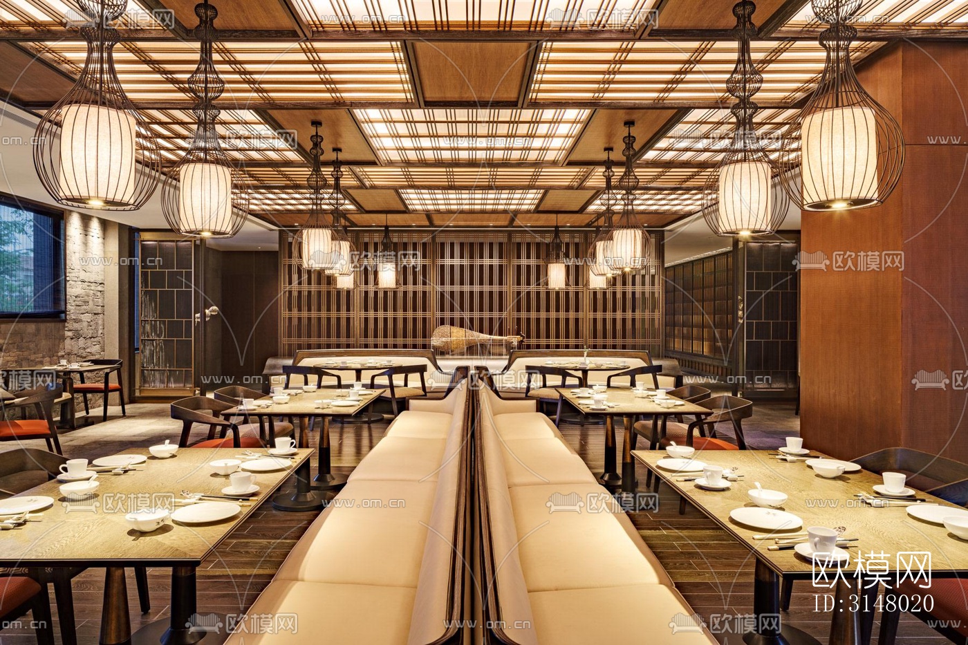 新中式酒店民宿效果图下载（渲染图5）