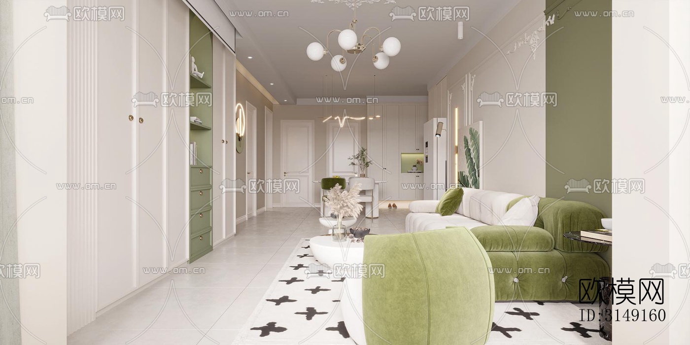 法式平层效果图下载（渲染图2）