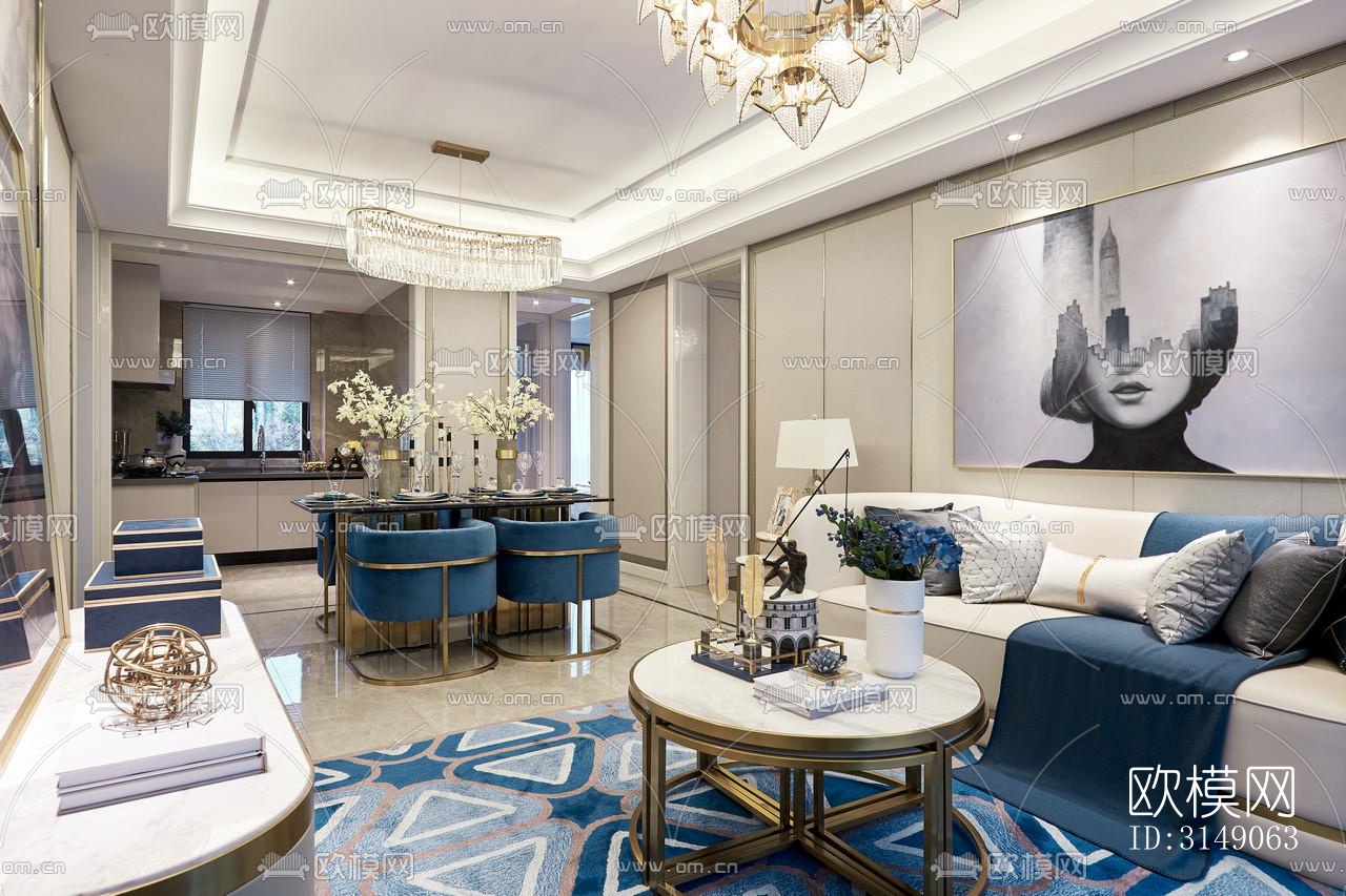 欧式平层效果图下载（渲染图1）