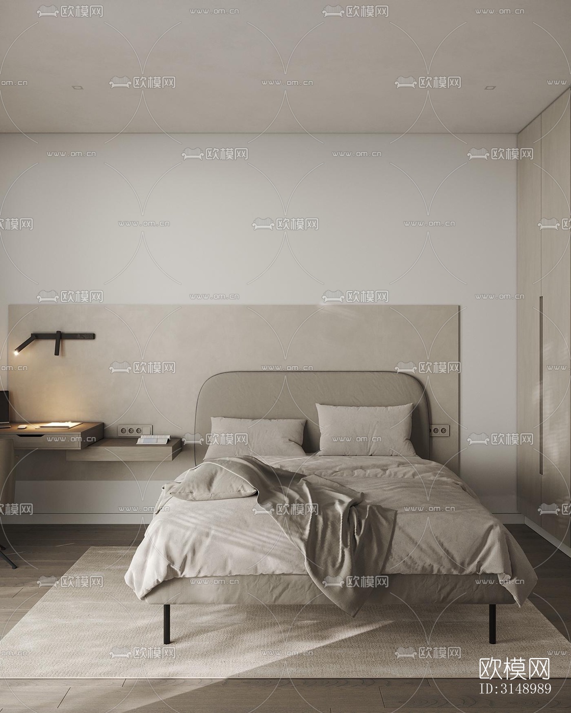 奶油风平层效果图下载（渲染图17）