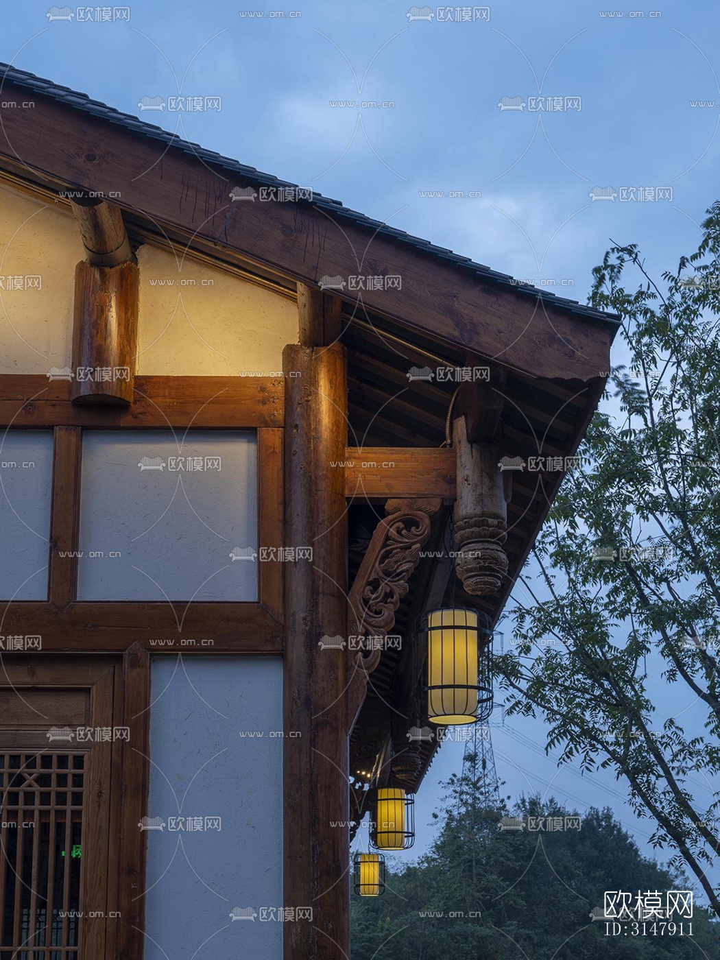 中式酒店民宿效果图下载（渲染图3）