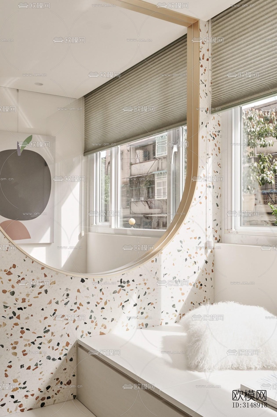 奶油风平层效果图下载（渲染图5）