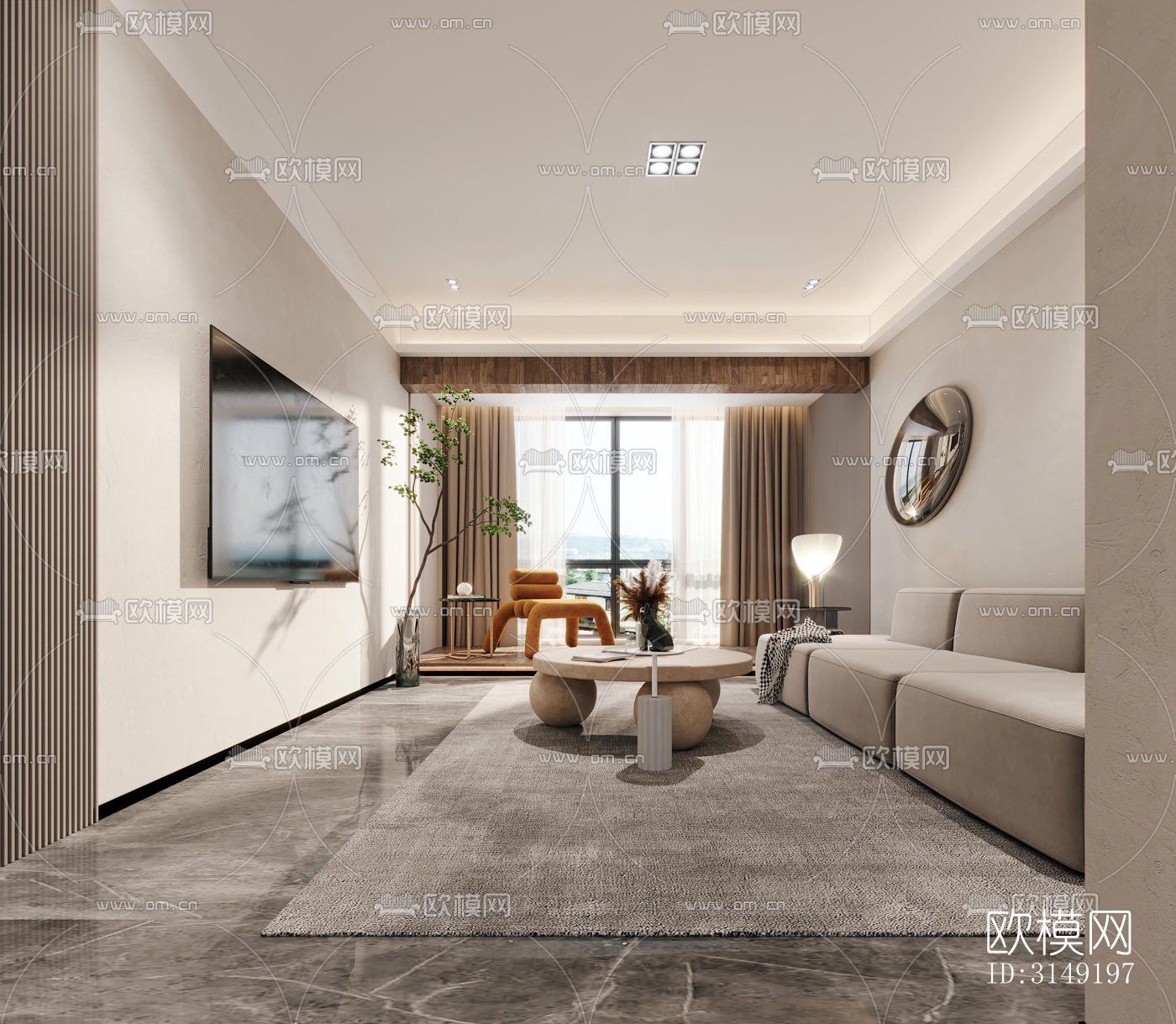 现代平层效果图下载（渲染图6）