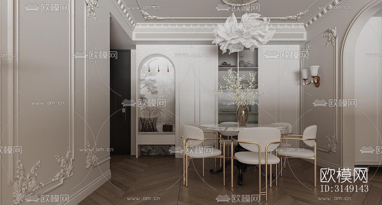 法式平层效果图下载（渲染图3）