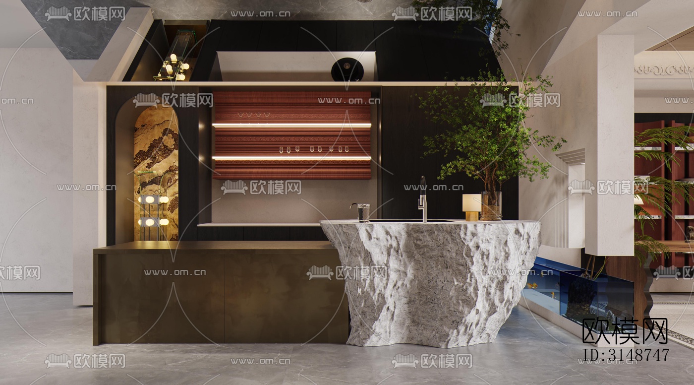 中古风平层效果图下载（渲染图3）