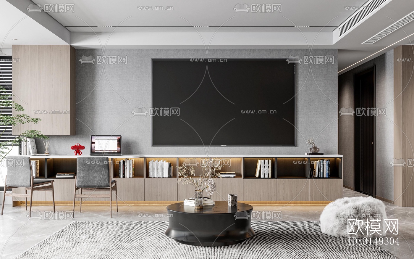 现代平层效果图下载（渲染图10）