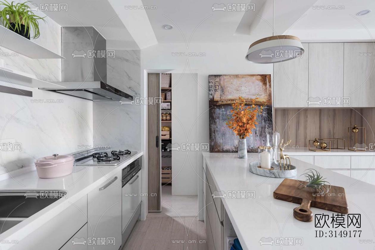 现代平层效果图下载（渲染图8）