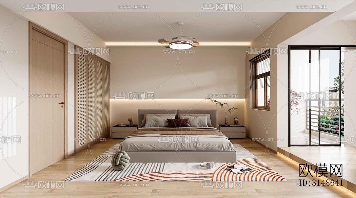 原木风大平层效果图下载（渲染图9）