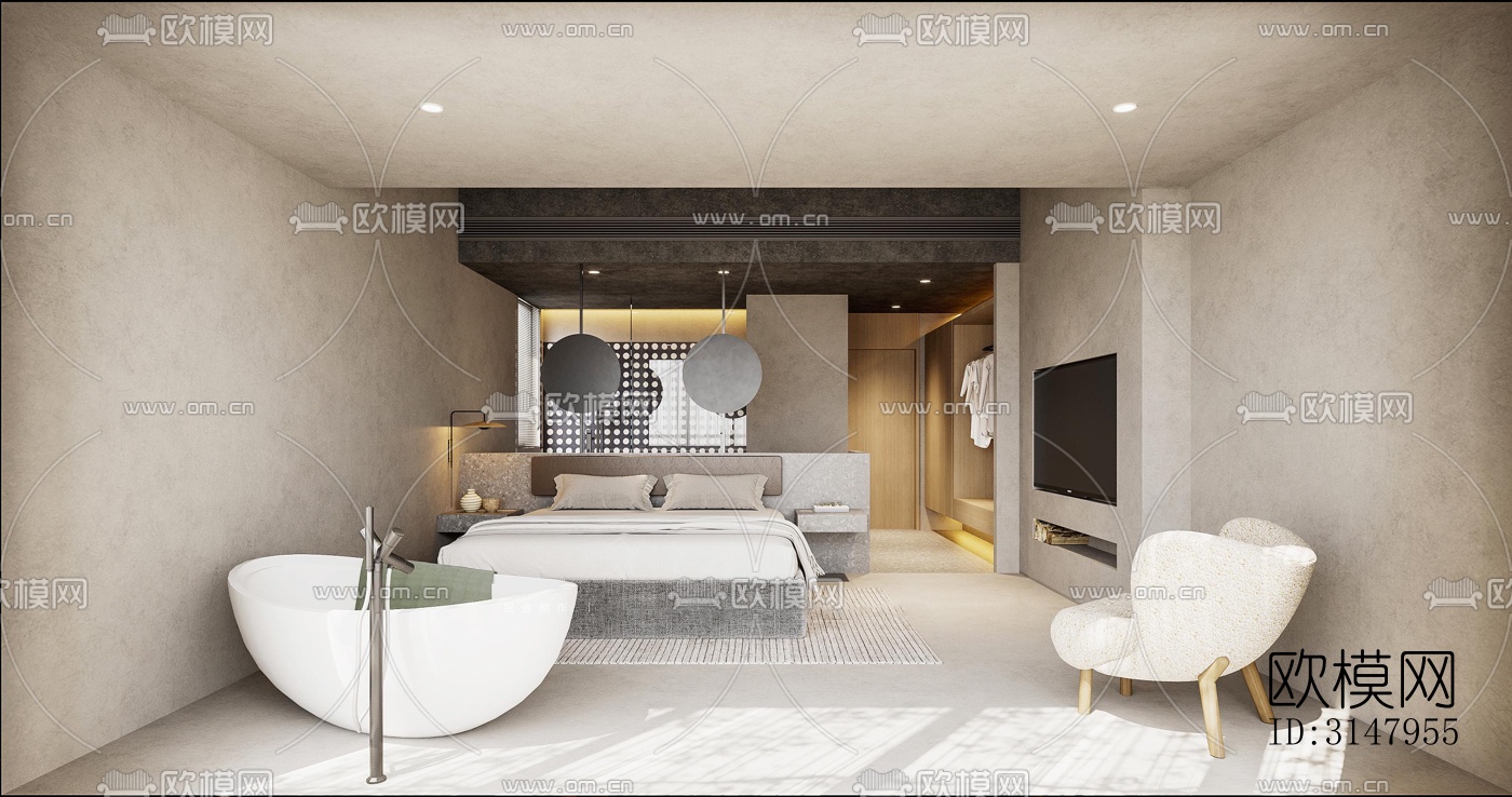 侘寂酒店民宿效果图下载（渲染图11）