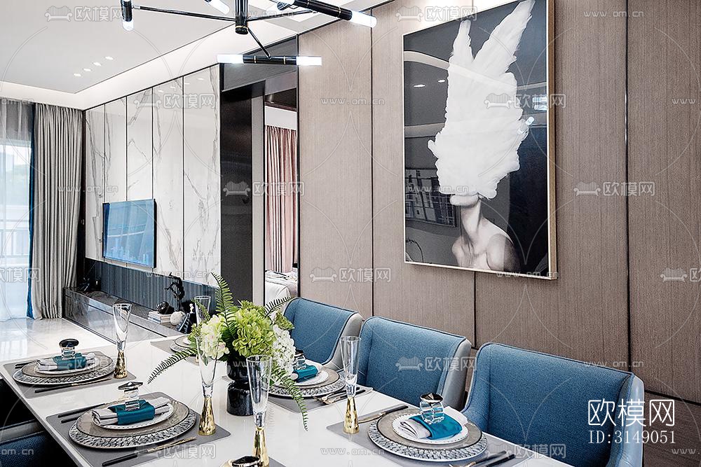 欧式平层效果图下载（渲染图8）