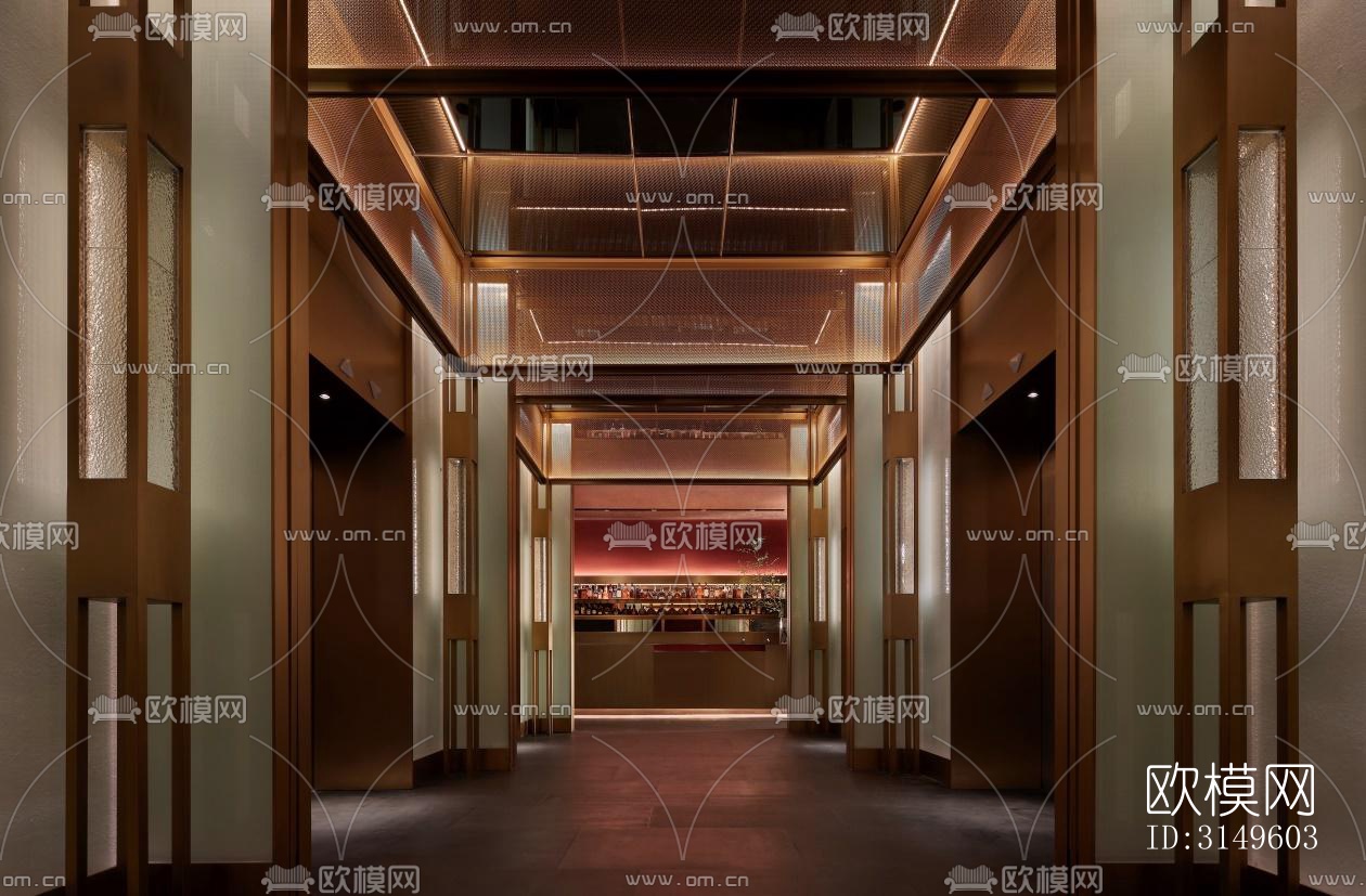 新中式餐厅效果图下载（渲染图11）