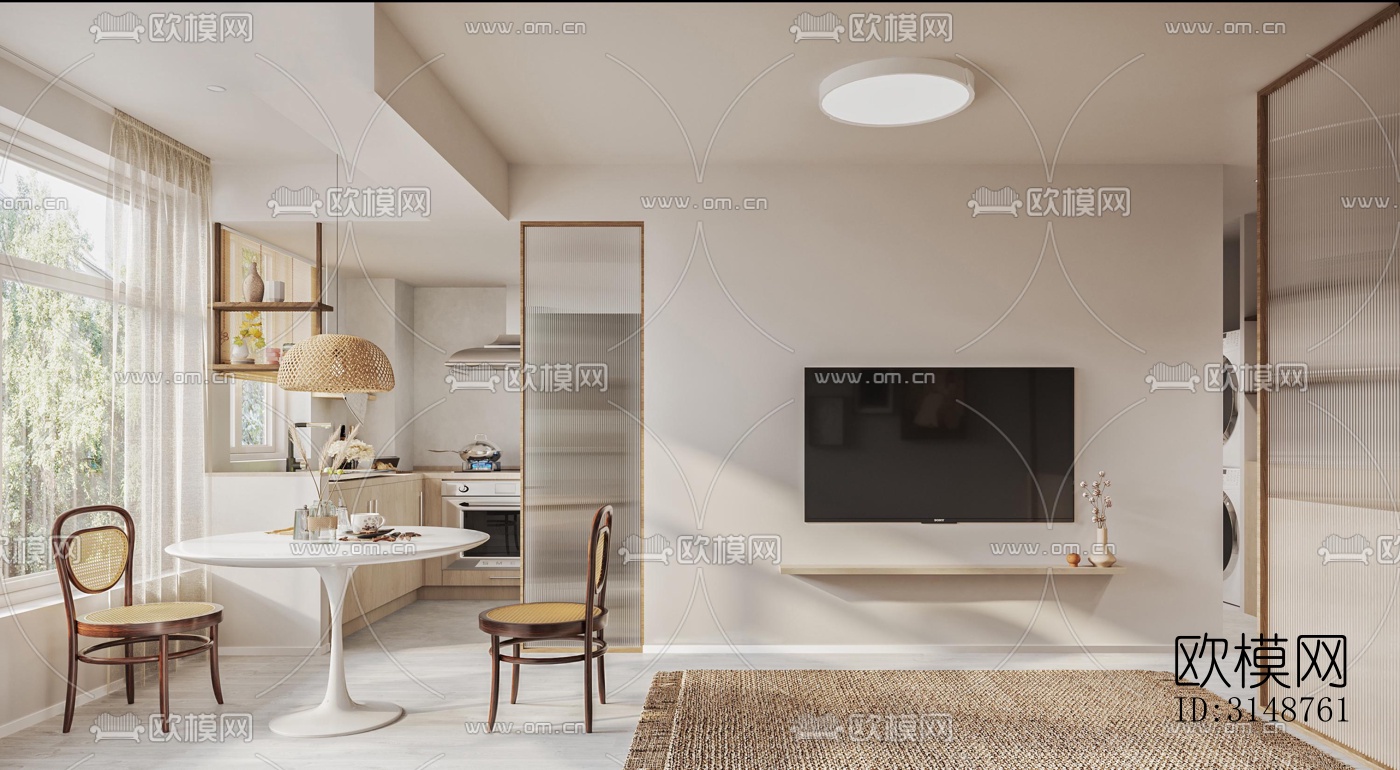 侘寂平层效果图下载（渲染图7）