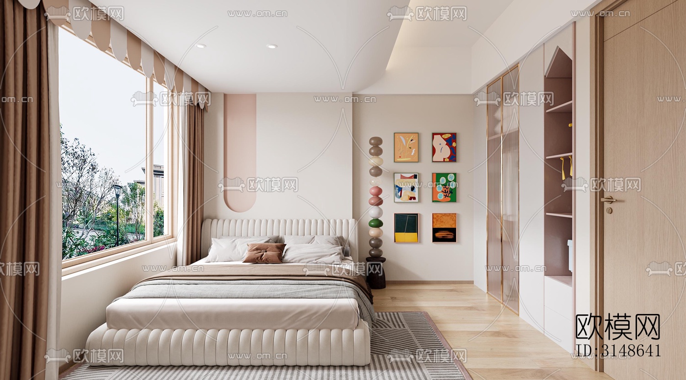 原木风大平层效果图下载（渲染图8）