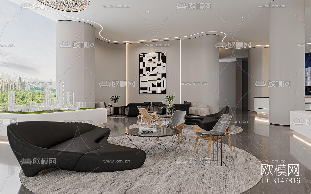 现代售楼处效果图下载（渲染图1）