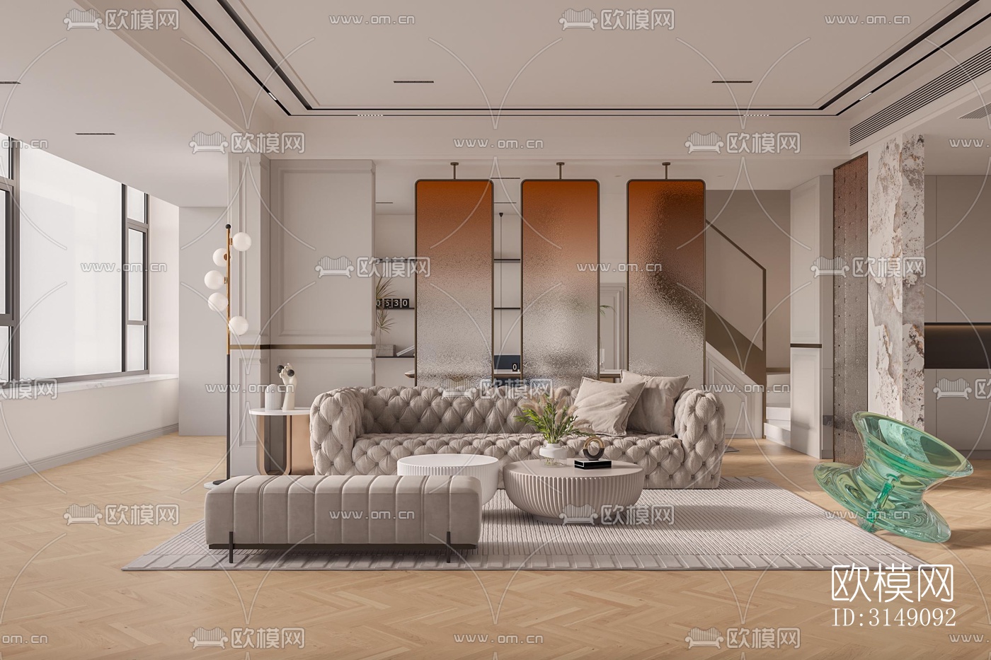 法式平层效果图下载（渲染图8）