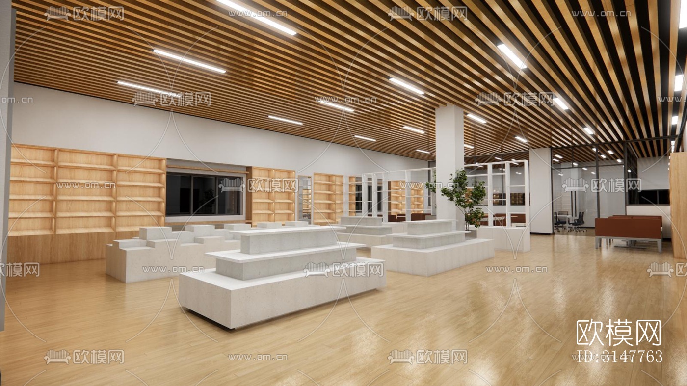 现代图书馆效果图下载（渲染图1）