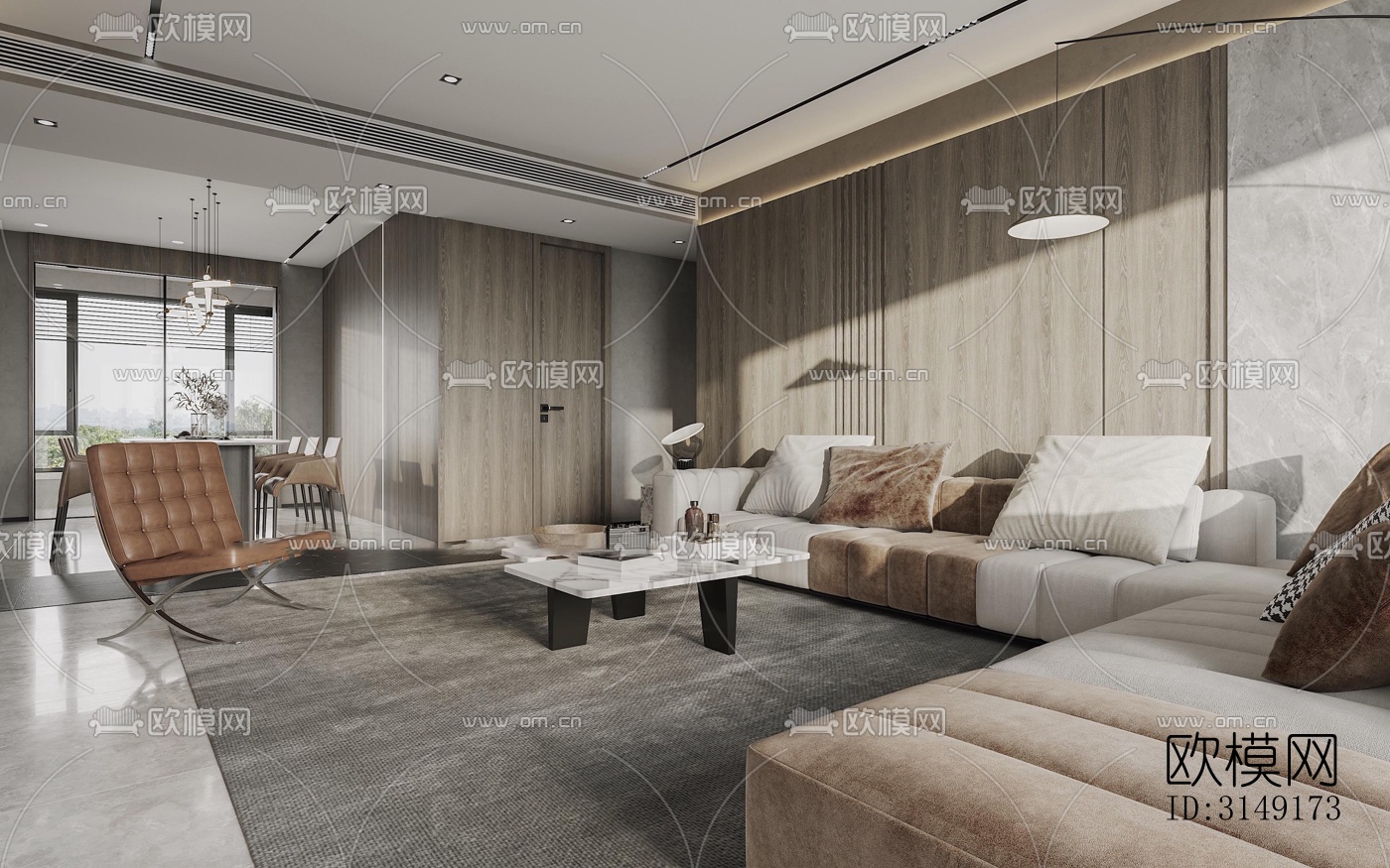 现代平层效果图下载（渲染图9）