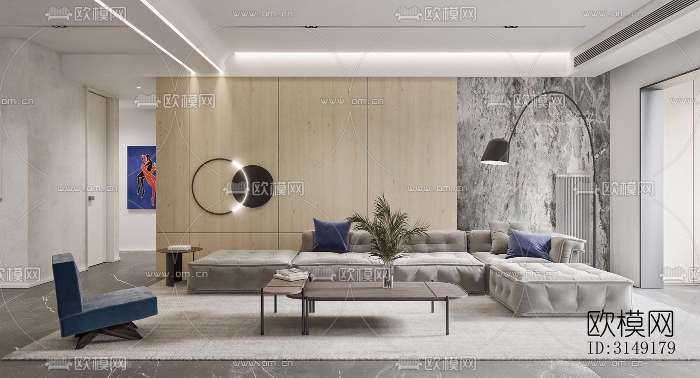 现代平层效果图下载（渲染图2）