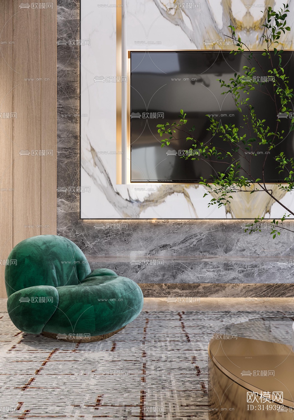 现代平层效果图下载（渲染图8）