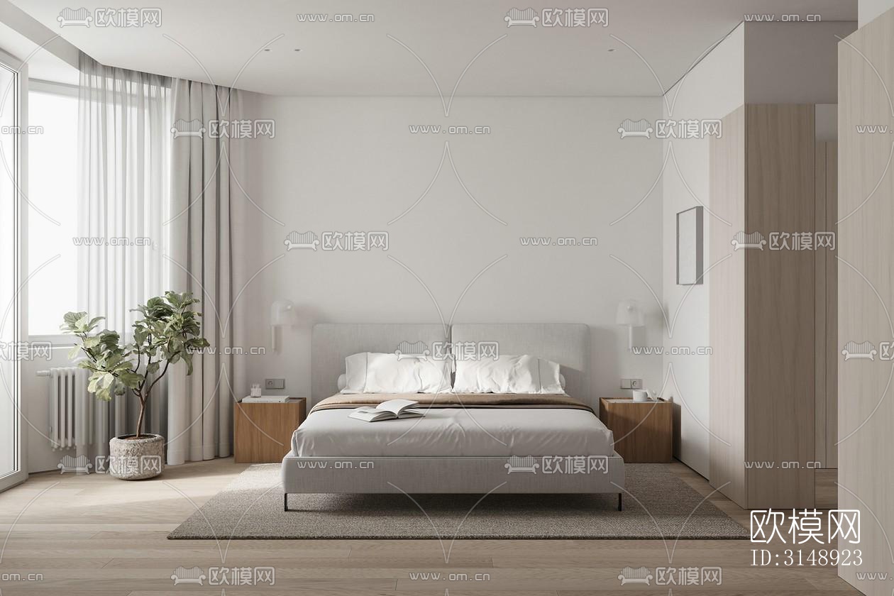 奶油风平层效果图下载（渲染图8）