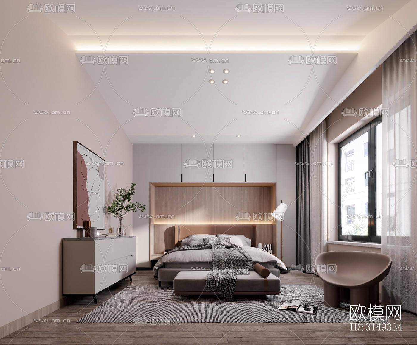 现代平层效果图下载（渲染图11）