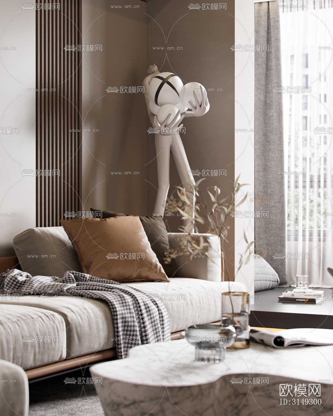 现代平层效果图下载（渲染图11）