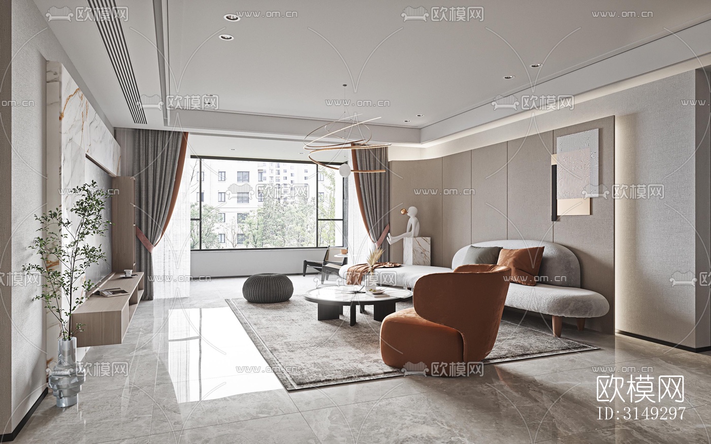 现代平层效果图下载（渲染图2）