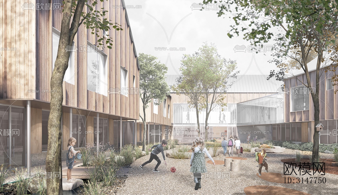 现代图书馆效果图下载（渲染图1）