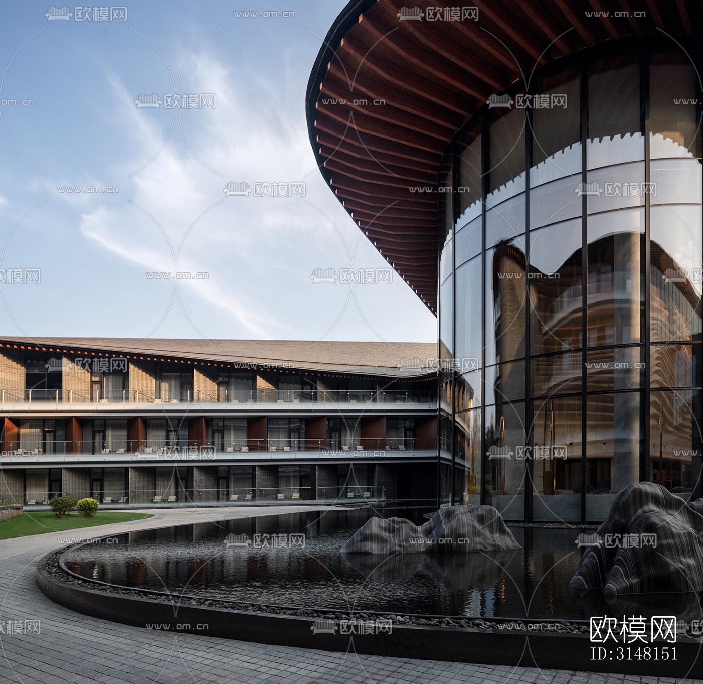 现代酒店民宿效果图下载（渲染图2）